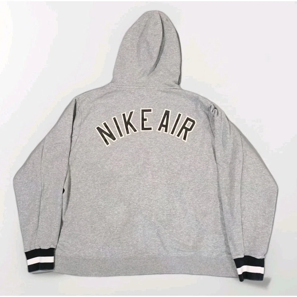 Nike Air Full Zip Hoodie Gray Black Spell Out XXL Authentic Sportswear‎